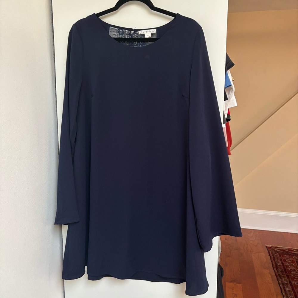 Love Riche Navy Lace Accent Dress